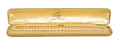 Lot 105 - A VINTAGE 9CT GOLD PEARL NECKLACE SIGNED CIRO IN ORIGINAL BOX