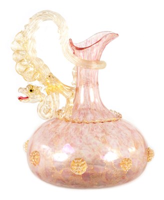 Lot 7 - A 19TH CENTURY VENEITIAN GLASS CLARET JUG