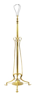 Lot 1399 - A LATE 19TH CENTURY BRASS ART NOUVEAU STANDARD LAMP