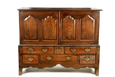 Lot 1386 - AN EARLY 18TH CENTURY OAK SIDE CUPBOARD