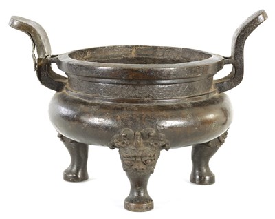Lot 310 - A CHINESE MING DYNASTY BRONZE CENSER