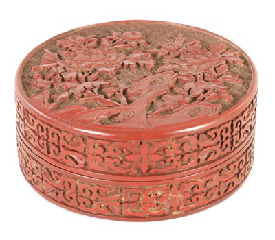 Lot 199 - A 19TH CENTURY CHINESE CINNABAR LAQUER BOX