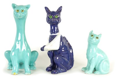Lot 154 - A COLLECTION OF 3 MASONIC GERMAN POTTERY CATS