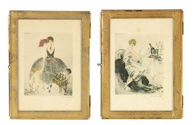 Lot 216 - A PAIR OF LOUIS ICART COLOURED ENGRAVED MENU CARDS