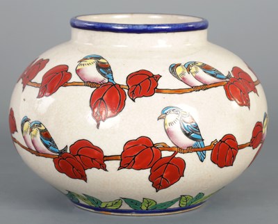 Lot 104 - AN EARLY 20TH CENTURY EMAUX DE LOUVIERE ART NOUVEAU VASE