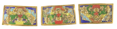 Lot 261 - THREE CHINESE ENAMEL BRASS MOUNTS
