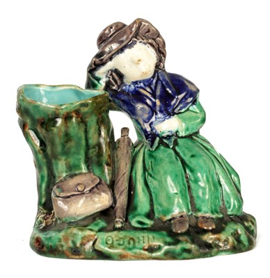 Lot 55 - A 19TH CENTURY MAJOLICA FIGURAL SPILL VASE