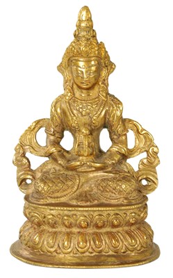Lot 260 - A GILT BRONZE BUDDHA