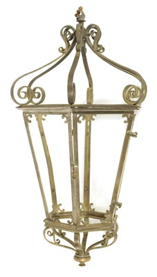 Lot 426 - A 19TH CENTURY BRASS HANGING LANTERN