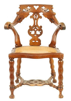 Lot 1036 - A 19TH CENTURY WALNUT BERGERE DESK CHAIR