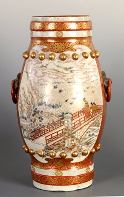 Lot 268 - A LARGE 19TH CENTURY JAPANESE KUTANI CYLINDRICAL OVOID VASE