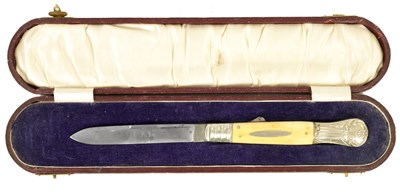 Lot 462 - A CASED VICTORIAN IVORY AND STEEL FOLDING KNIFE SIGNED GEORGE WOSTENHOLM