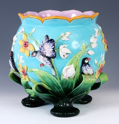 Lot 46 - A LATE 19TH CENTURY MAJOLICA JARDINERE ATT. TO...