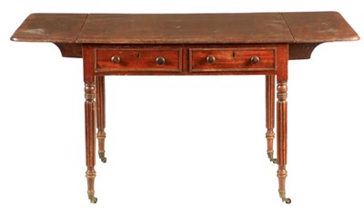 Lot 1313 - A GEORGE III MAHOGANY AND ROSEWOOD CROSSBANDED SOFA TABLE