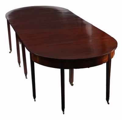 Lot 1076 - A GEORGE III MAHOGANY 'D' END DINING TABLE