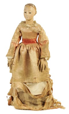 Lot 629 - A LARGE 18TH CENTURY CARVED WOOD DOLL