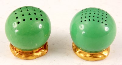 Lot 45 - A ROYAL WORCESTER CIRCULAR GREEN SALT AND...