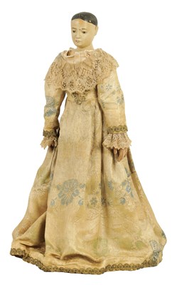 Lot 616 - A LARGE 18TH CENTURY CARVED WOOD DOLL