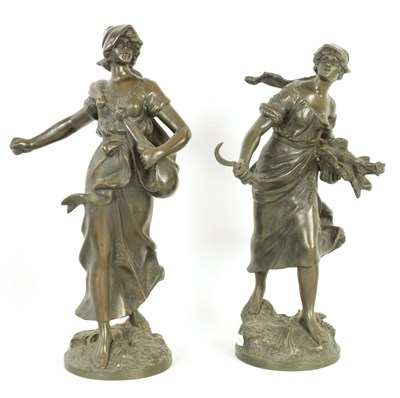 Lot 570 - A PAIR OF 19TH CENTURY FRENCH BRONZE SCULPTURES