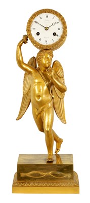 Lot 736 - LEDURE BRONZIER A PARIS AN EARLY 19TH CENTURY FRENCH FIGURAL ORMOLU MANTEL CLOCK