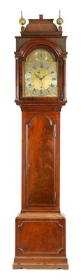 Lot 770 - SAMUEL NORTON, YARMOUTH.  A RARE GEORGE III MONTH DURATION MAHOGANY QUARTER CHIMING LONGCASE CLOCK