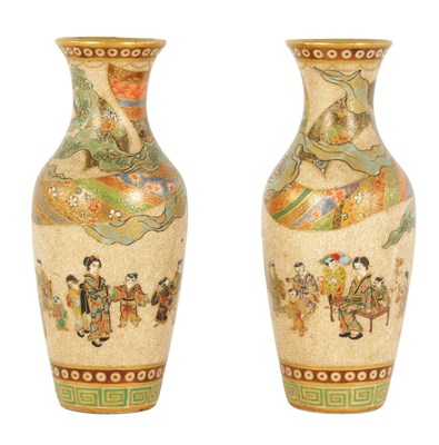 Lot 208 - A FINE PAIR OF MINIATURE JAPANESE MEIJI PERIOD SATSUMA VASES