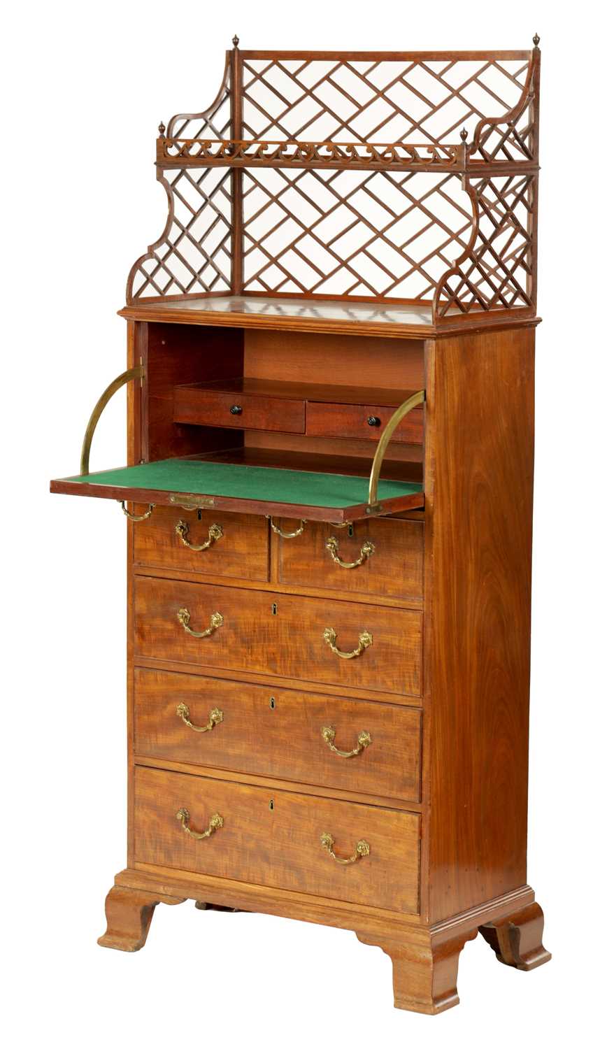 Lot 913 - A RARE GEORGE III MAHOGANY LIBRARY SECRETAIRE CHEST OF DRAWERS WITH DETACHABLE  BOOK CARRIER