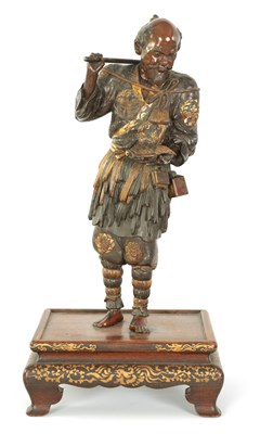Lot 225 - A FINE JAPANESE MEIJI PERIOD BRONZE AND GILT DECORATED FIGURE BY MIYAO OF LARGE SIZE