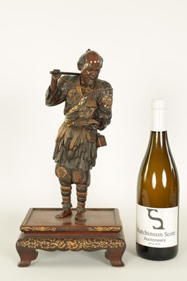 Lot 225 - A FINE JAPANESE MEIJI PERIOD BRONZE AND GILT DECORATED FIGURE BY MIYAO OF LARGE SIZE