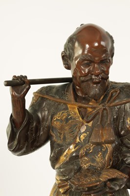 Lot 225 - A FINE JAPANESE MEIJI PERIOD BRONZE AND GILT DECORATED FIGURE BY MIYAO OF LARGE SIZE