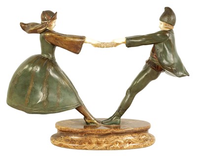Lot 493 - AN ART DECO FIGURAL BRONZE AND IVORY SCULPTURE