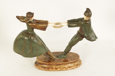 Lot 493 - AN ART DECO FIGURAL BRONZE AND IVORY SCULPTURE