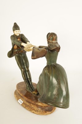 Lot 493 - AN ART DECO FIGURAL BRONZE AND IVORY SCULPTURE
