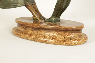Lot 493 - AN ART DECO FIGURAL BRONZE AND IVORY SCULPTURE