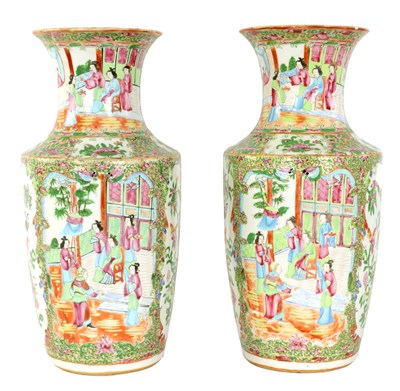 Lot 195 - A LARGE PAIR OF 19TH CENTURY CANTONESE VASES
