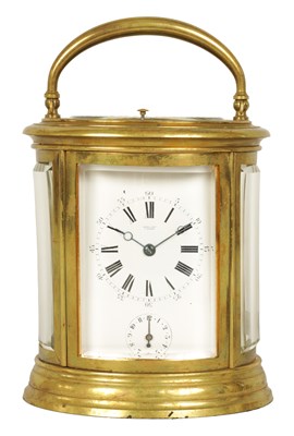 Lot 769 - DROCOURT.  A 19TH CENTURY FRENCH OVAL CASED GRAND SONNERIE  REPEATING CARRIAGE CLOCK