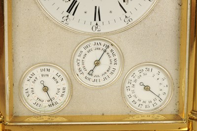 Lot 713 - MARGAINE.  A FINE AND RARE 19TH CENTURY FRENCH GRAND SONNERIE CARRIAGE CLOCK WITH MOONPHASE AND CALENDAR