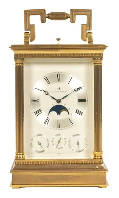 Lot 700 - MATHEW NORMAN.  A 20TH CENTURY FRENCH REPEATING CARRIAGE CLOCK WITH MOONPHASE AND CALENDAR