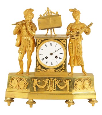 Lot 812 - AN EARLY 19TH CENTURY FRENCH FIGURAL ORMOLU MANTEL CLOCK