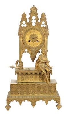 Lot 755 - A MID 19TH CENTURY FRENCH ORMOLU FIGURAL MANTEL CLOCK