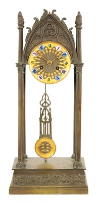 Lot 762 - A 19TH CENTURY BRONZE AND ORMOLU MANTEL CLOCK