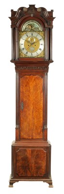 Lot 786 - HENRY DOWARD, WIDNES.  A GEORGE III FIGURED MAHOGANY LONGCASE CLOCK