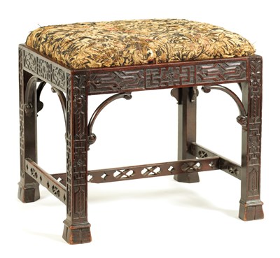 Lot 936 - A RARE EARLY GEORGE III CHIPPENDALE DESIGN MAHOGANY STOOL