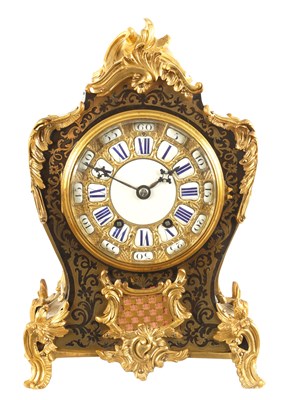 Lot 813 - A LATE 19TH CENTURY FRENCH BOULLE AND ORMOLU MOUNTED MANTEL CLOCK