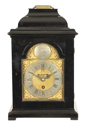 Lot 775 - RALPH THRELKELD, LONDON.  A GEORGE II EBONISED BRACKET CLOCK WITH PULL QUARTER REPEAT