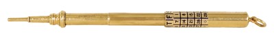Lot 237 - A LATE 19TH CENTURY SAMPSON MORDAN & CO. 9CT GOLD CALENDAR PENCIL