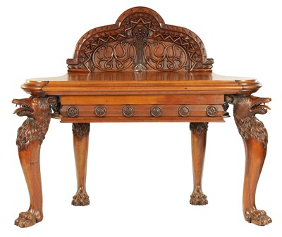Lot 973 - AN UNUSUAL MID 19TH CENTURY WALNUT SERVING TABLE IN THE MANNER OF WILLIAMS AND GIBTON, DUBLIN