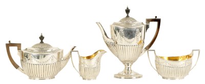 Lot 322 - A VICTORIAN SILVER FOUR PIECE TEA SERVICE