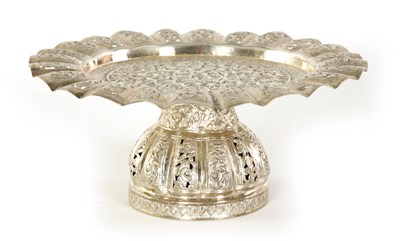 Lot 66 - A LATE 19TH CENTURY INDIAN SILVER TAZZA