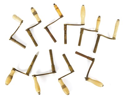 Lot 798 - A COLLECTION OF 10 IVORY AND BONE HANDLED CLOCK WINDING KEYS